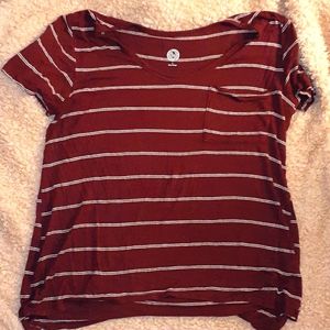 Maroon and White striped shirt